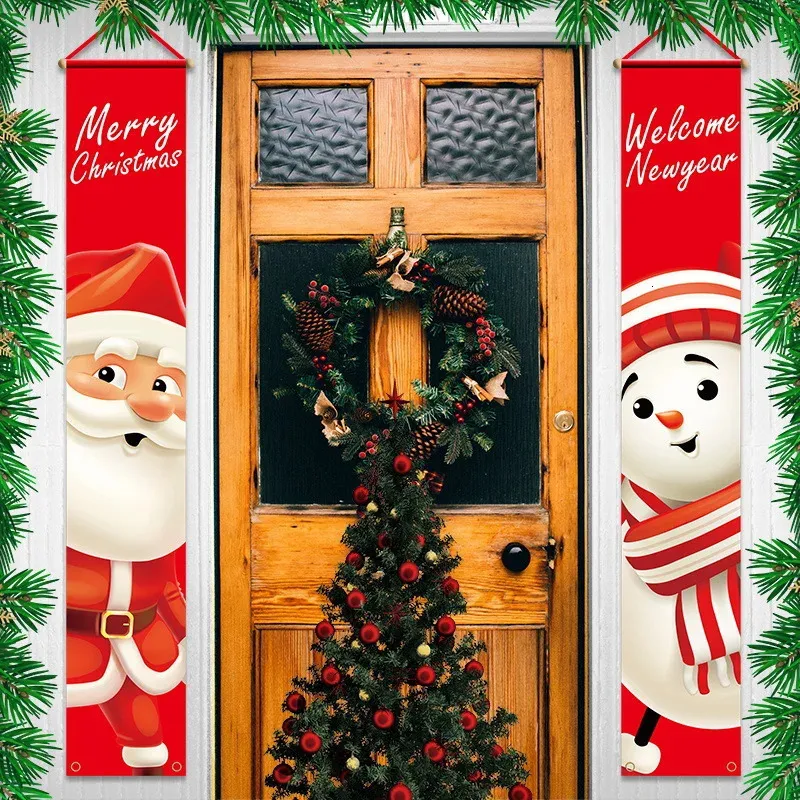 Christmas Decorations Christmas Couplet Garden Flag Christmas Party Decoration Background Fabric Door Couplet Door Hanger 231201