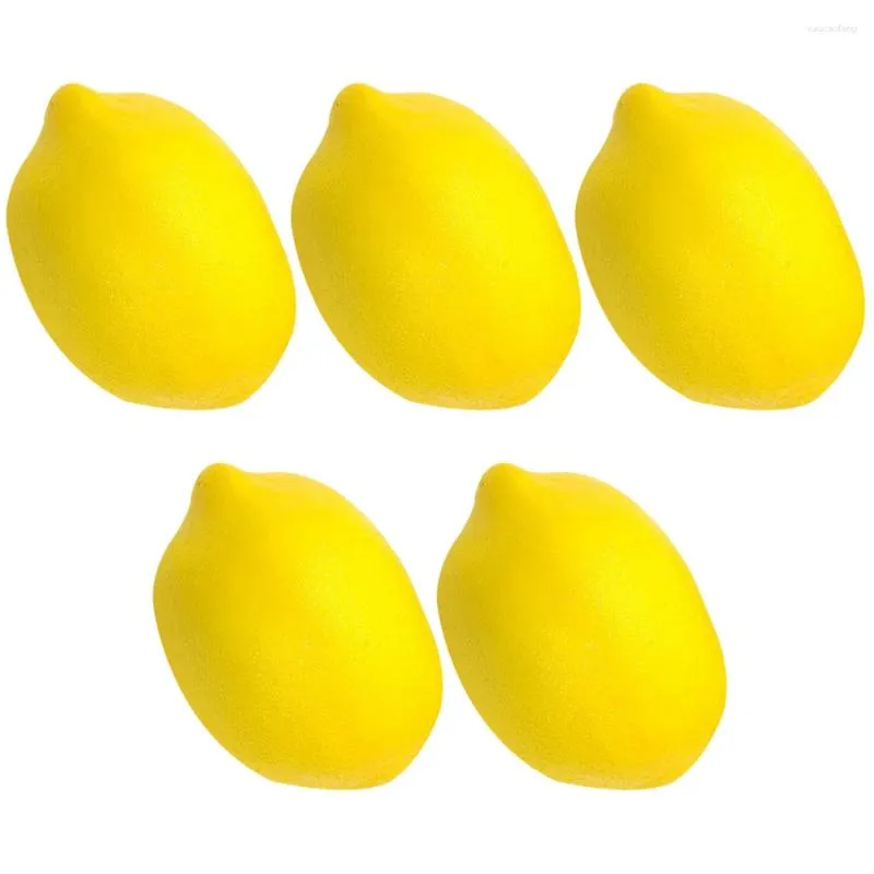 Partydekoration 5 Stück künstliche Zitronen realistische dekorative gefälschte Früchte lebensechte Simulation Po Prop