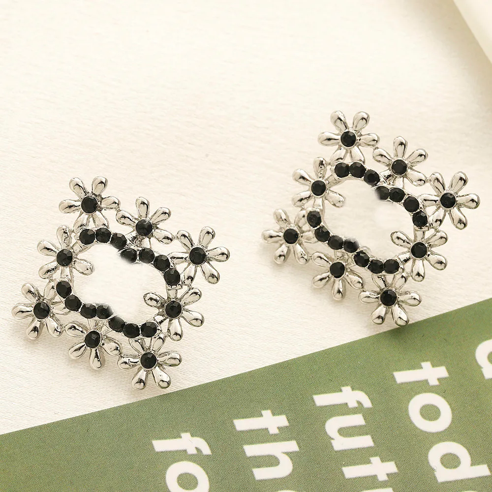Luxury örhängen varumärkesdesigner smycken dubbla bokstäver stud kvinnor kristall strass örhänge bröllop fest gåva