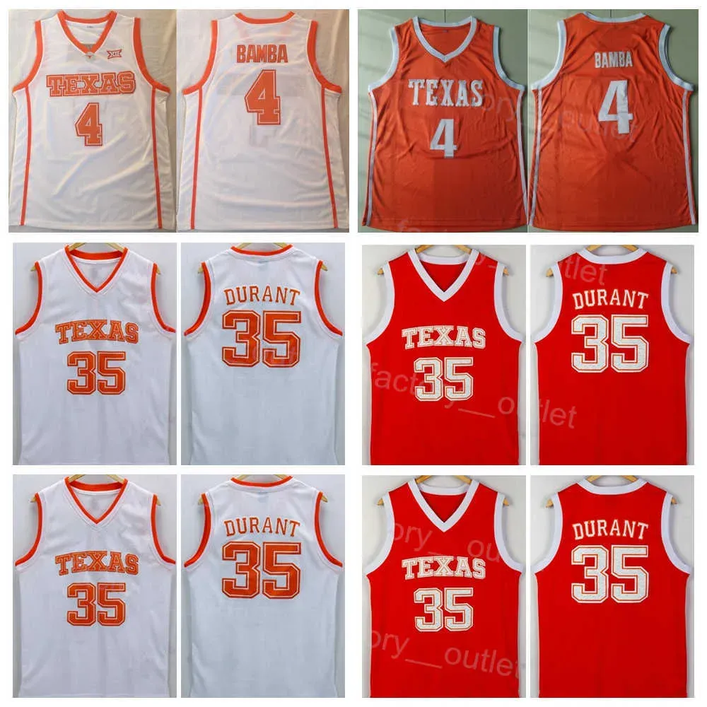 NCAA Basketball Texas Longhorns College 4 Mohamed Mo Bamba Trikot Kevin Durant 35 University für Sportfans Atmungsaktives Team Orange Weiß Col