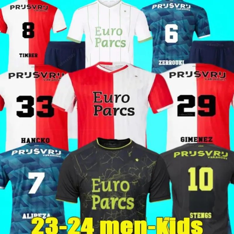 23/24 Feyenoords Soccer Jerseys Quatrième GIMENEZ 4ème Voetbal Kids Kit 2023 2024 Maillot de football Accueil AYASE STEMGS Maillot TIMBER DILROSUN HANCKO Paixao Ivanusec