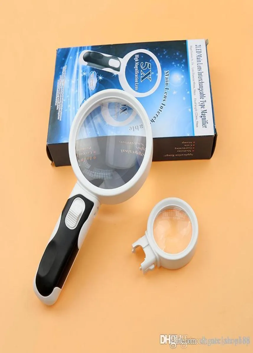 Loupes High Quality Magnifiers 2 LED 5X 10X Handheld Magnifier