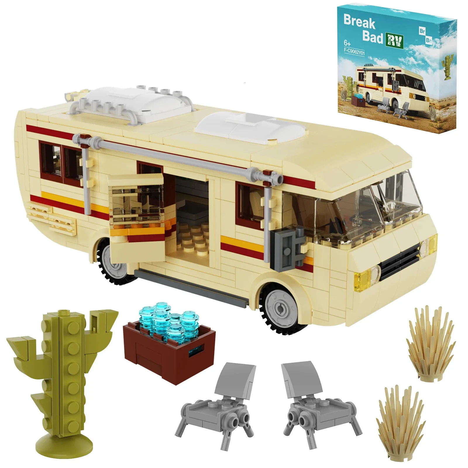 Fournitures de jouets de Noël Breaking Bad Car RV Vehicle Building Blocks Set Creative House Camper Van 432 Pcs DIY Brick Toys pour enfants Cadeaux de Noël 231130