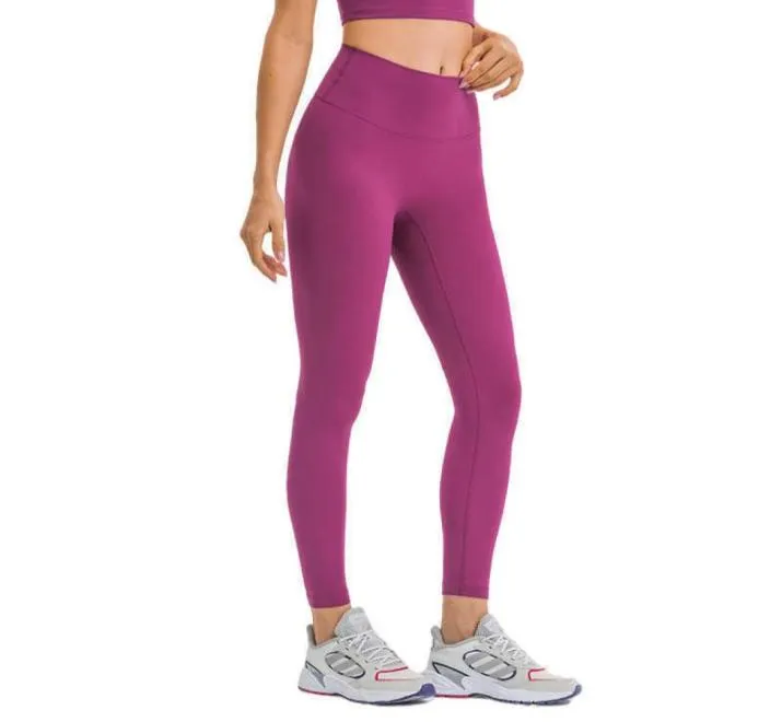 L30 Women039s Leggings Yoga Roupas de Ginástica Mulheres Cintura Alta Cor Sólida Correndo Fitness Sem Constrangimento Linha Sem Costura Hip Liftin9981879