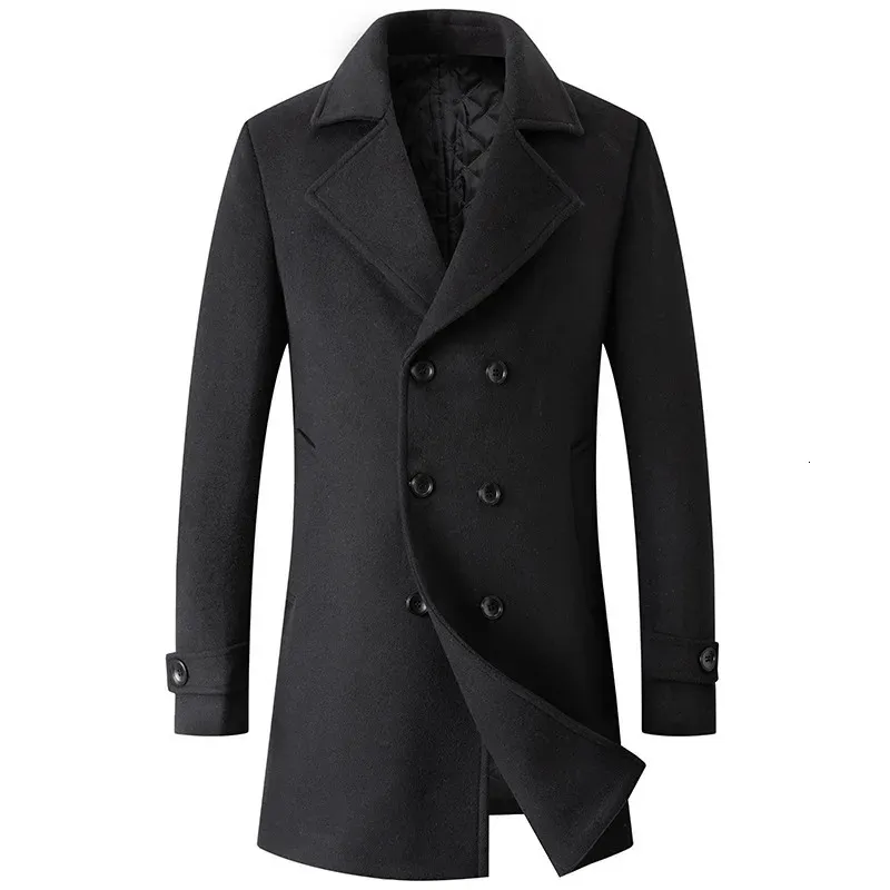 Men's Wool Blends Men Doublebreasted Cashmere Long Trench Coats Covercoats Winter Jackets Male Business Casual 231130