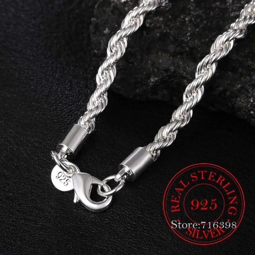 Ancho Real 100% Plata de Ley 925 hombres cuerda cadena moda Unisex fiesta boda regalo collar joyería dz Chains3125