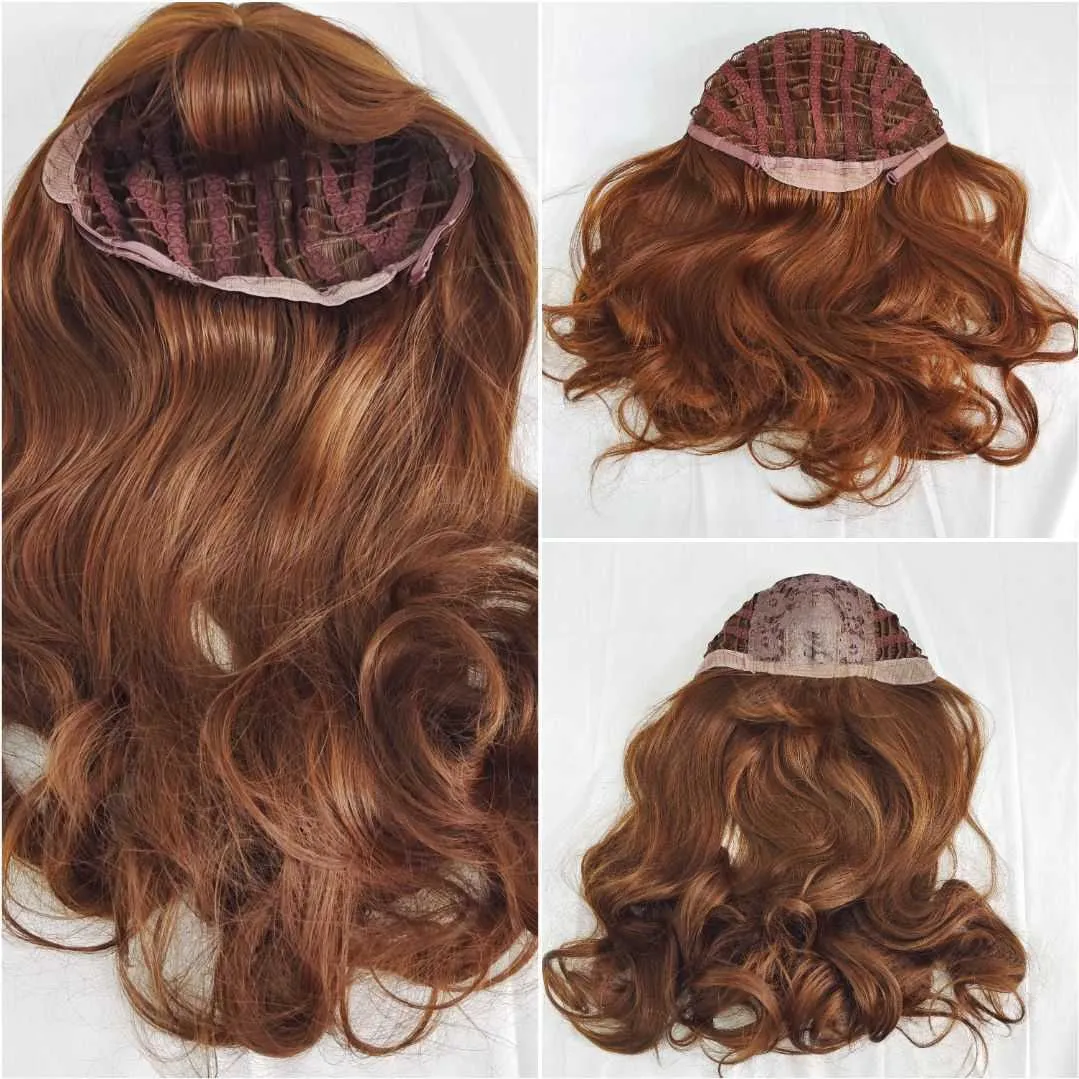 Tri Color Color Wig Korean Air Bangs Wig: Voluminous Long Curly Wig with Natural Tricolor ...
