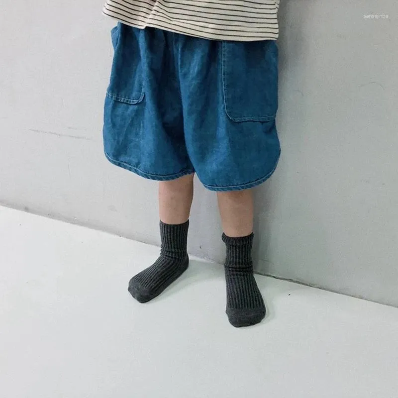 Pantalons bébé garçon Shorts été décontracté Denim pantalon court pour enfant en bas âge 2023 enfants filles poches enfants