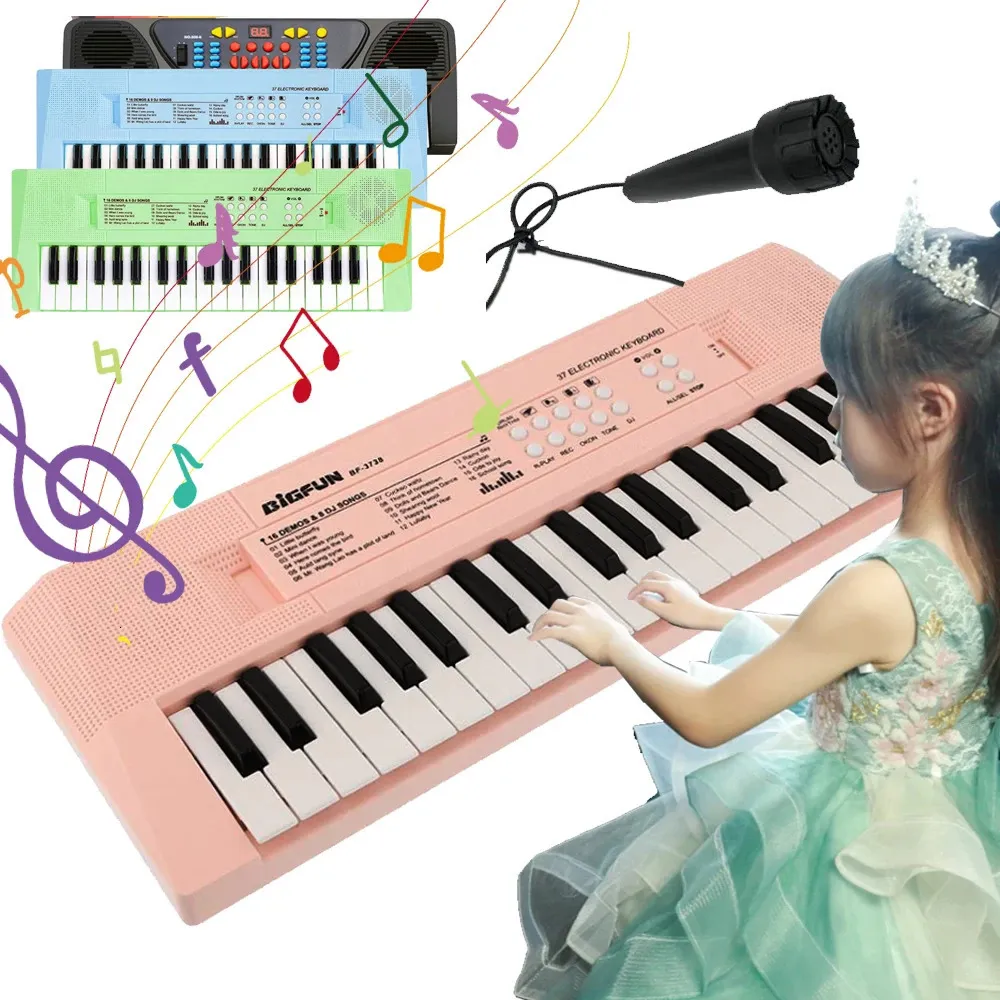 Keyboard Piano 37 Klucze Kids Electronic Keyboard 25 13 Key Board Organ Education Toys Instrument Musical Broy Girl Prezenty 231201