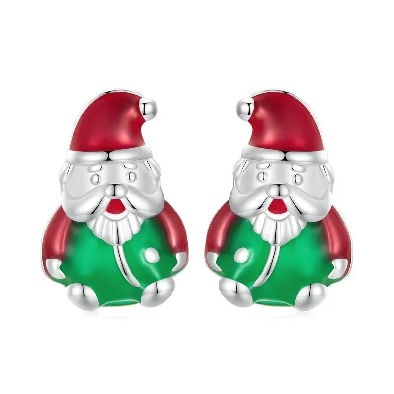 Stud 925 Sterling Silver Santa Earring Ear Stud Buckle Luminous Christmas Ear Rings Danger For Women Girl Lady Gift Presents Cute 231130