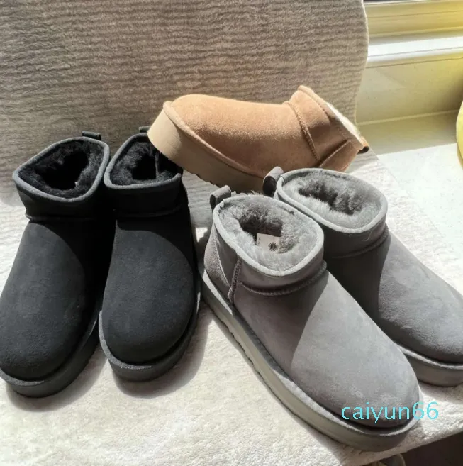 Bottines à plateforme pour femme, bottines d'hiver australiennes, neige à fond épais, en cuir véritable, chaudes et moelleuses avec fourrure