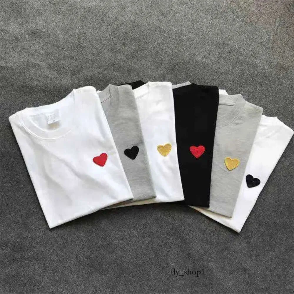 Designer T Shirt commes des garcon Cotton Fashion comme de garcon Red Heart Embroidery T-Shirt Women's Love Sleeve 990 148