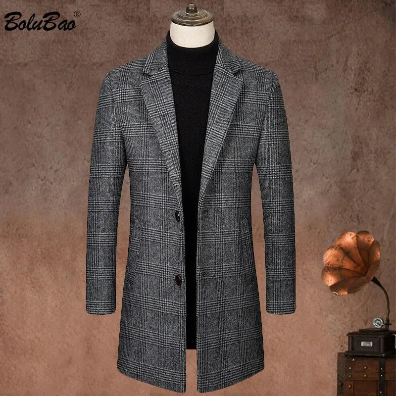 Męskie mieszanki wełny bolubao zima płaszcza wysokiej jakości moda moda swobodna długa sekcja gęsta ciepła płaszcz mężczyzna 231130