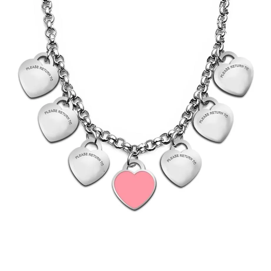 Hjärta halsband kvinna rostfritt stål par hängsmycken på halsen valentin juldag gåvor till flickvän tillbehör w235z