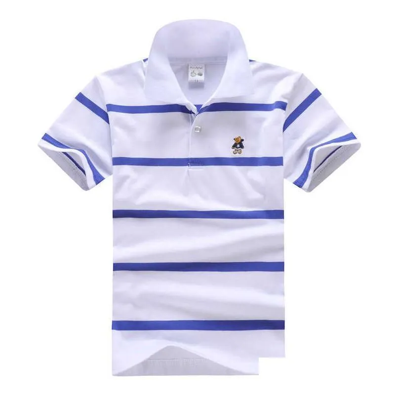 Polo Shirts for Boys Pinstripe Kids Brand Designer Cotton Clothes Grade School Big 210529