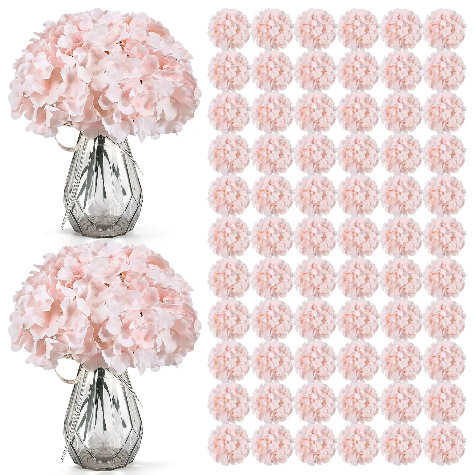 104 PCS Artificial Hydrangea Flowers, Silk Hydrangea Artificial Flowers Heads with Stems, Full Hydrangea Flowers for Wedding Centerpieces, Home Garden Party Decor