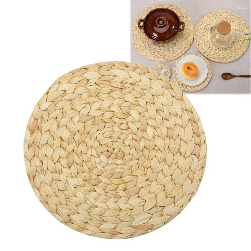 Table Mats Natural Handmade Straw Woven Placemat Round Braided Mat