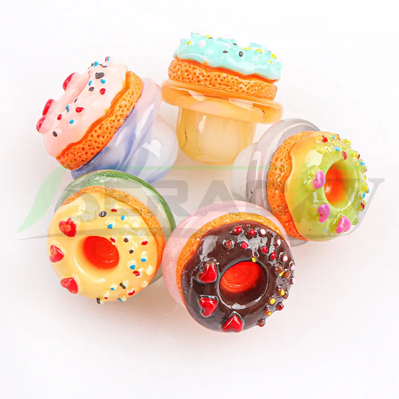 Beracky Accessories Colored Smoking Glass Donut Style Cap 5 Colors Heady Glass Caps For Flat Top Beveled Edge Quartz Banger Nails Glass Water Bongs Dab Rigs Pipes