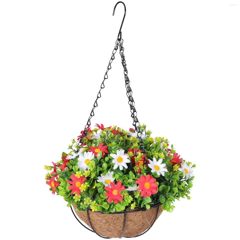 装飾的な花のシミュレーションハンギングバスケット植物ポット屋外フラワーポットプランター屋内ペンダント人工鉢植えバスケット