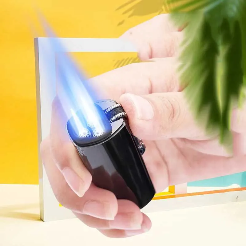 High End Firepower No Gas Lighter Metal Lighters Jet Three Torch Turbo