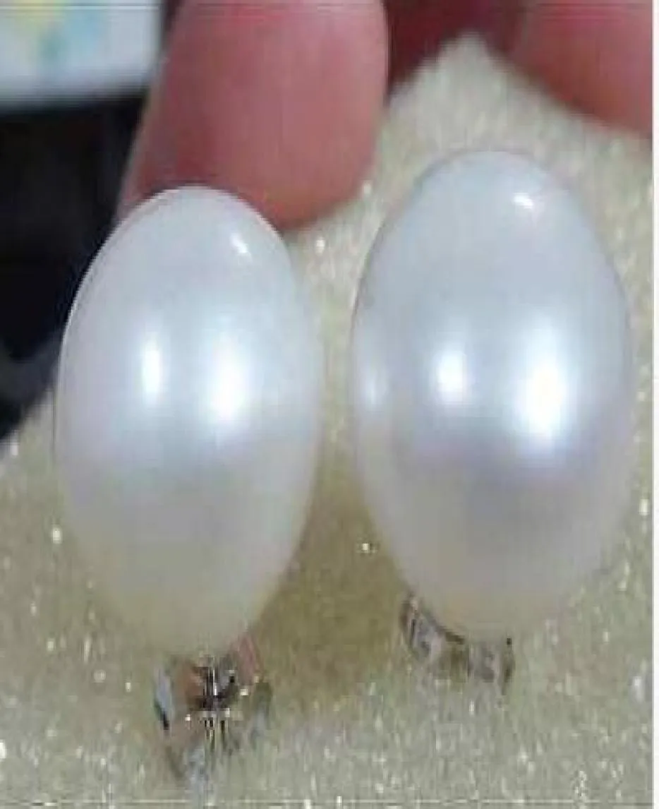 Enorma 1415mm naturliga South Sea White Stud Pearl Earring 14k White Goldt3738972