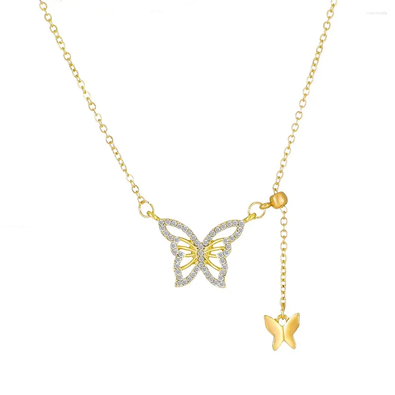 Pendentif Colliers Arrivée Ins Style Collier Papillon Pour Femmes Personnaliser Luxueux Micro Incrusté Zircon Doux Cool Clavicule Chaîne