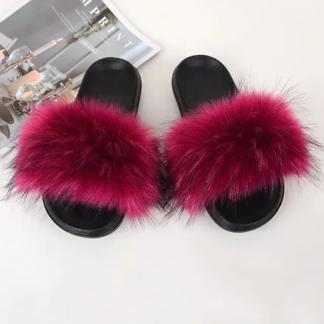 Kids Slippers Kids Black Fluffy Sliders Kids Slippers Size Kids