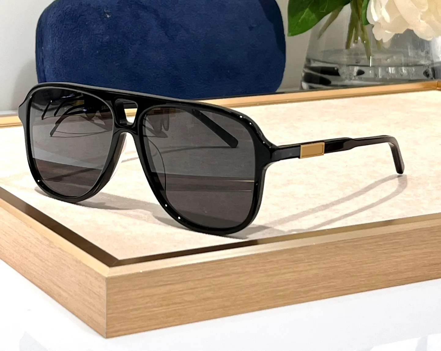 1156 Pilotensonnenbrille, schwarzes, dunkelgraues Glas, Herren-Designer-Sonnenbrille, Sonnenbrillen, Gafas de Sol, UV400, Brillen mit Box