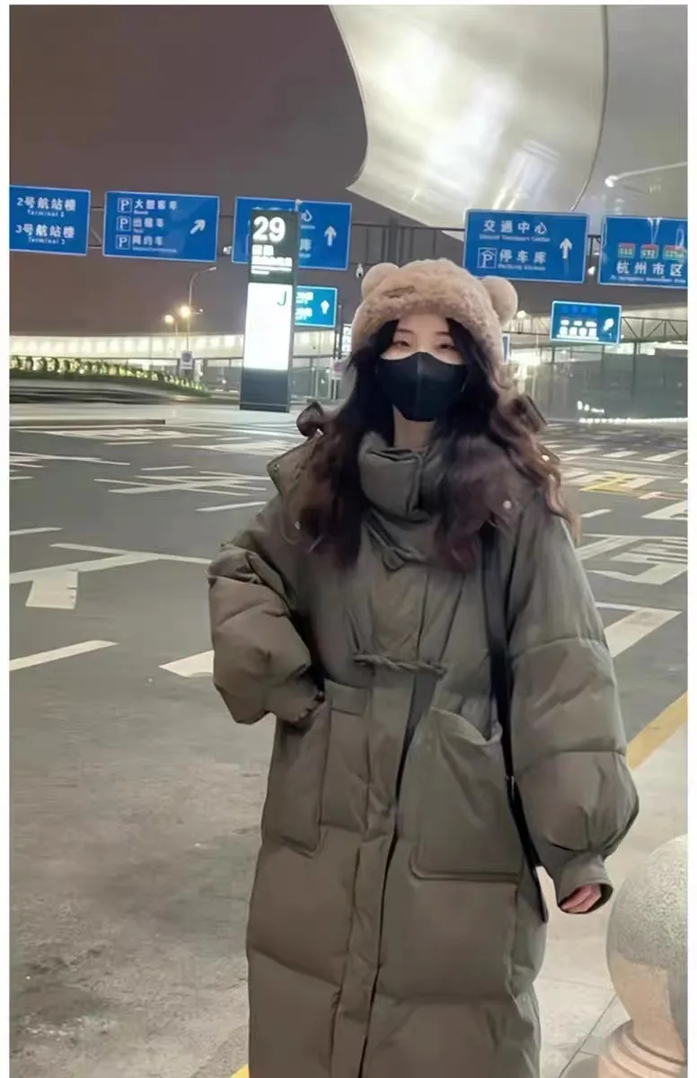 Parkas Women's Down Padded Jacket Women's Mid-length Korean Style Loose Thick Padded Winter Coat