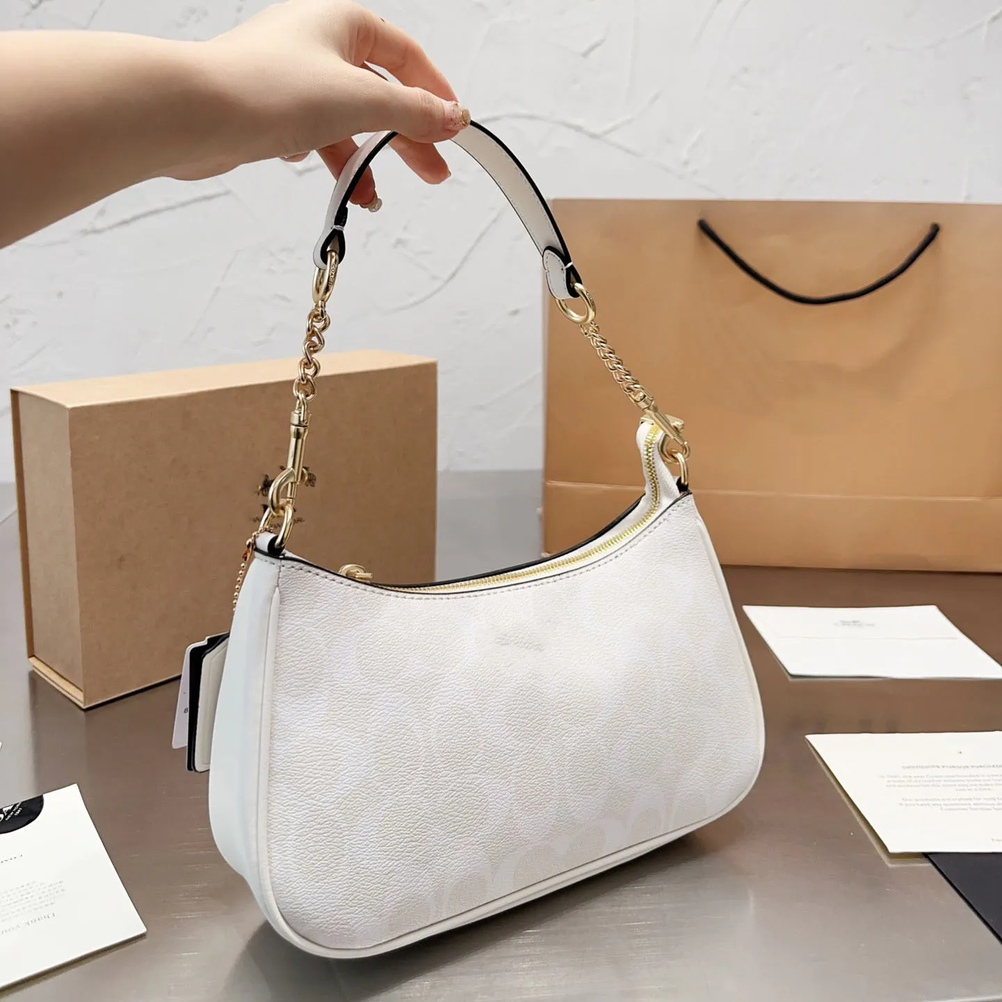 Es Shoulder Swinger Women Tote Bag Genuine Leather From