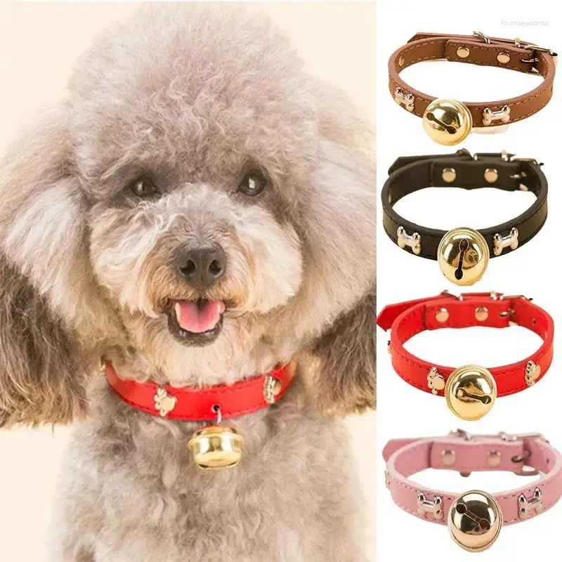 Dog Collars Pet Leather Noise Reduction Bell Collar Teddy Cat levererar säkra tillbehör (allmän användning för husdjur)