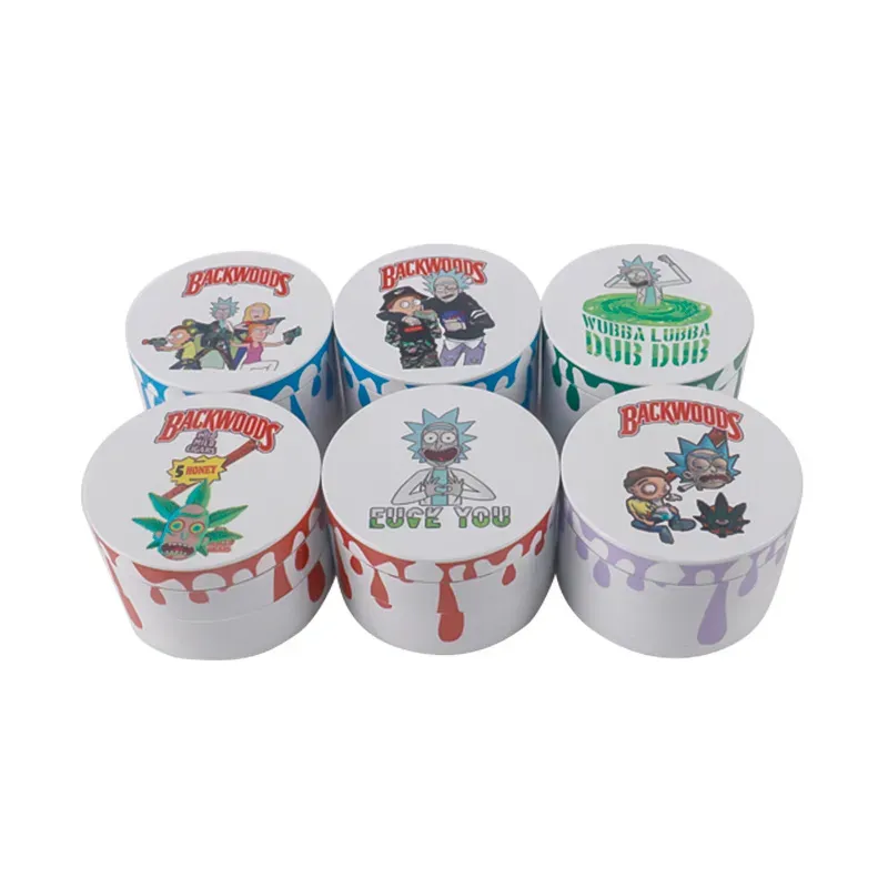 Customized White cartoon Herbal Grinder Smoking Accessories with Gift Box Packing Wholesale Zinc Alloy 50mm  backwoods crusher