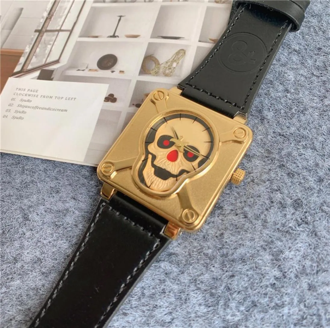 Fashion BR Skull Watch With Leather Strap Quart Battery Alloy Watches 26 olika modeller BR08190157555033291841