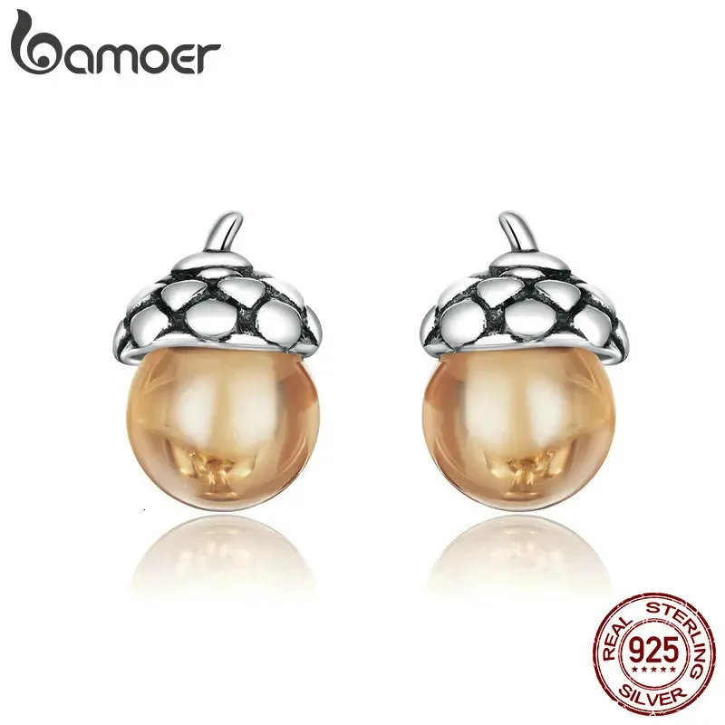 Stud Stud Pendientes para mujer 925 Plata de ley Pendientes de plata Brillantes Bellotas Declaración de compromiso Pendiente de joyería SCE935 231130