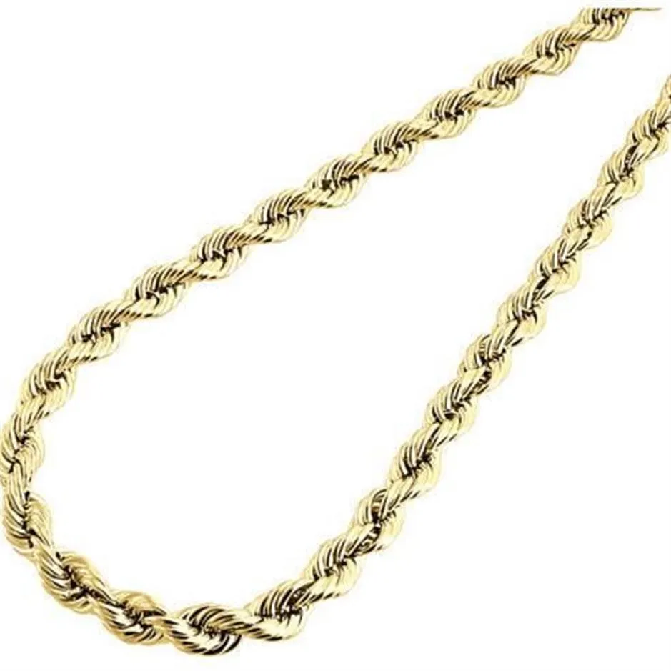 Мужская женская цепочка из полого каната 1 10 пробы из желтого золота 10 карат 5 50 мм 24-дюймовое ожерелье 288N