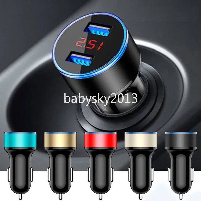 5V 3.1A شواحن سريعة LED عرض USB Car Charger Adapter لجهاز iPhone 11 12 13 14 15 Pro Max Samsung HTC Android B1