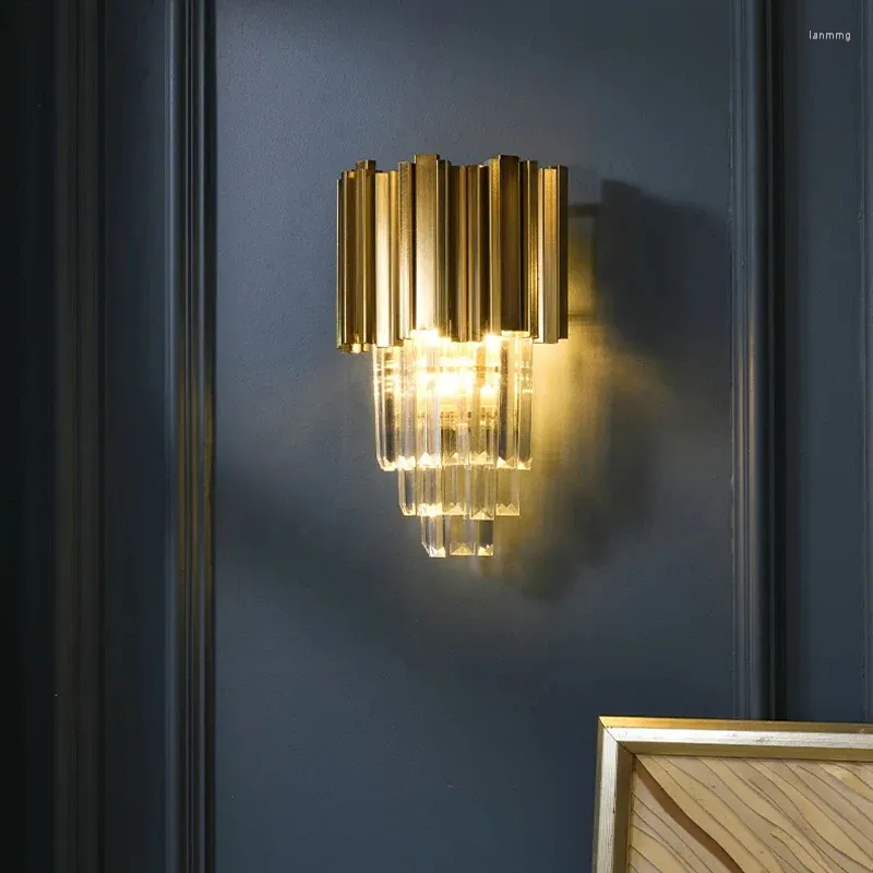 Wandlamp Moderne kristallen hanglampen Interieurdecoratie Inkomhal Woonkamer Nachtkastje Luxe Gouden Glans Home Led