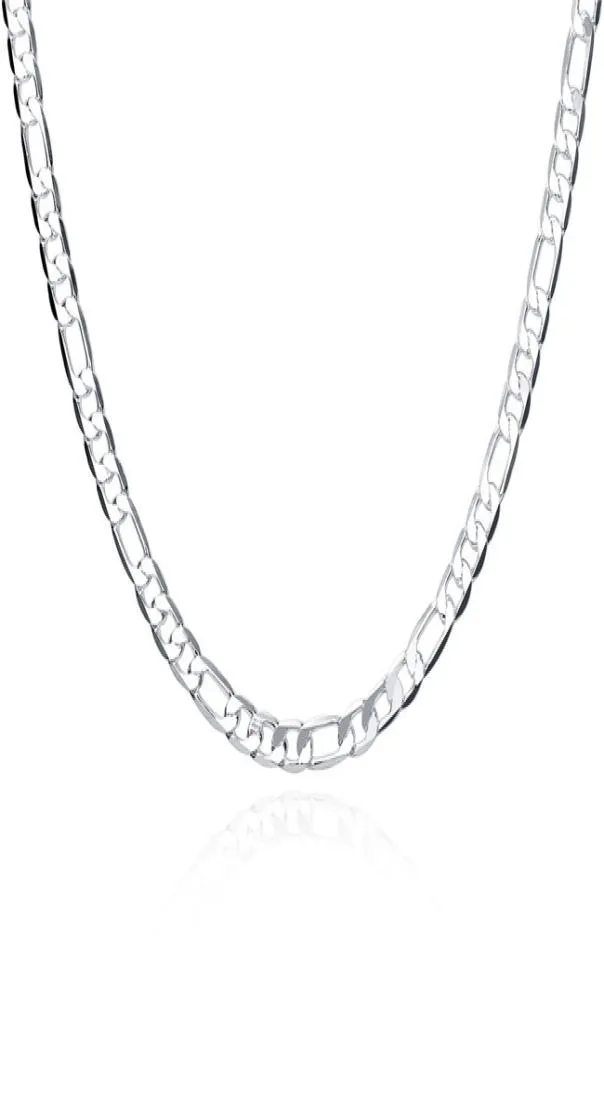 Collier en argent sterling plaqué 20 pouces men039s 6M plat trois pièces une chaîne DHSN032 Top 925 chaînes en argent plaqué Necklac9814464