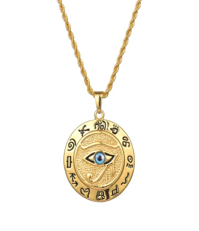 Collana con ciondolo occhio di Horus egiziano antico regalo Men039s Gioielli hip hop Gioielli di design di lusso Collana da uomo5878147