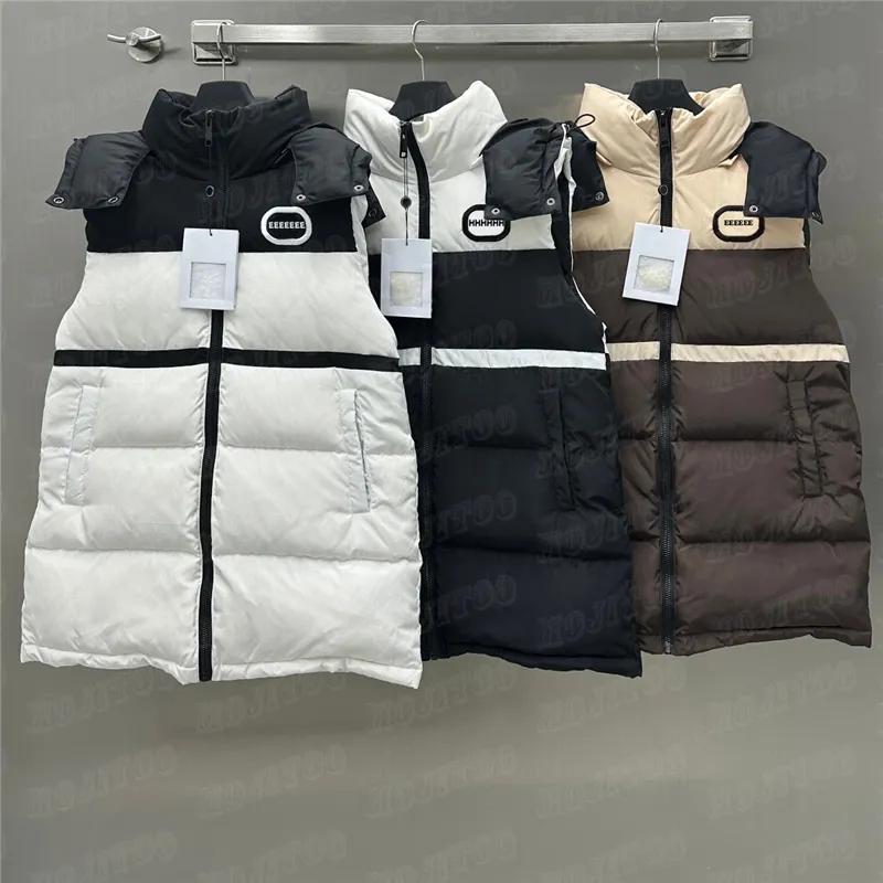 Letter Embroidery Down Vest Coat For Women Fashion Designer Hooded Puffer Jacket Outdoor Winter Warm Outerwear