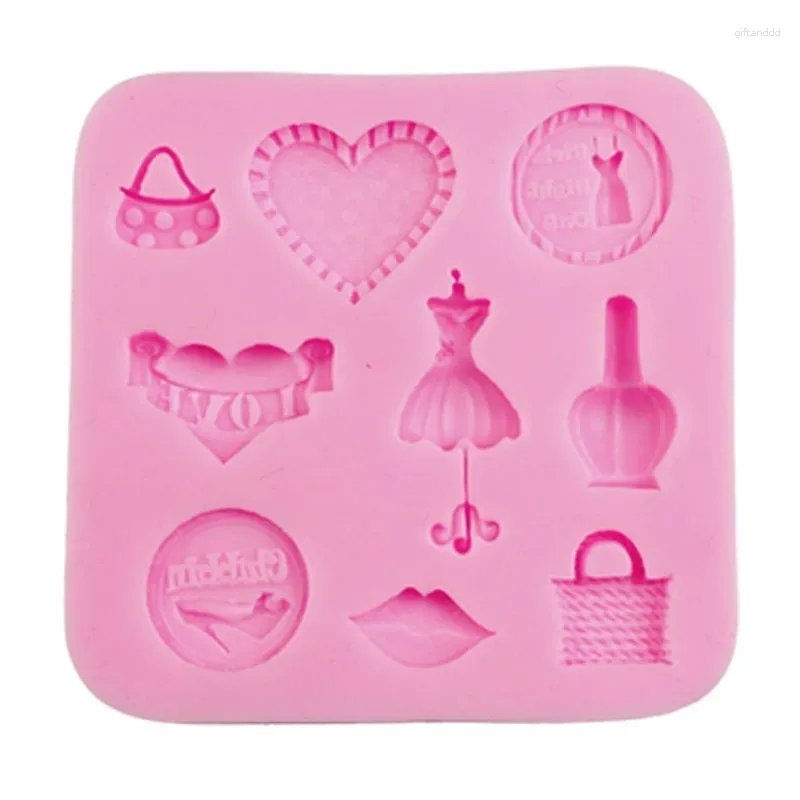 Moldes de cozimento Ferramenta de pastelaria de casamento Silicone Fondant Mold Sugar Craft Cozinha Topper Decoração Bolo Biscoito