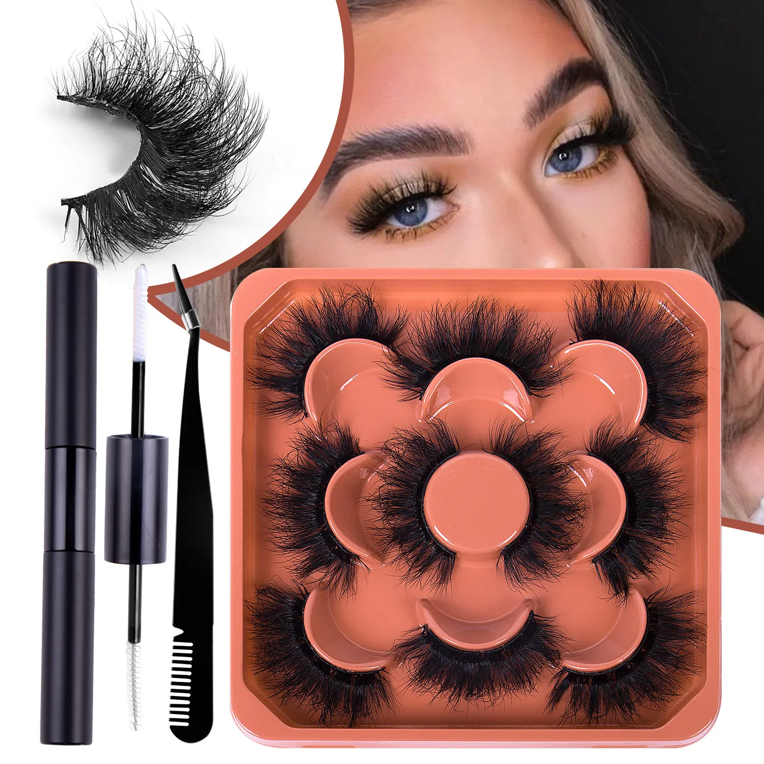 Multilayer Thick Fluffy Mink Fake Eyelashes Extensions Naturally Soft Delicate Handmade Reusable 3D Faux Mink Lashes Full Strip Eyelash Extensions