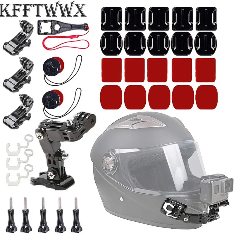 Action Camera Accessory Kit Motorcycle Helmet Mount, Compatible