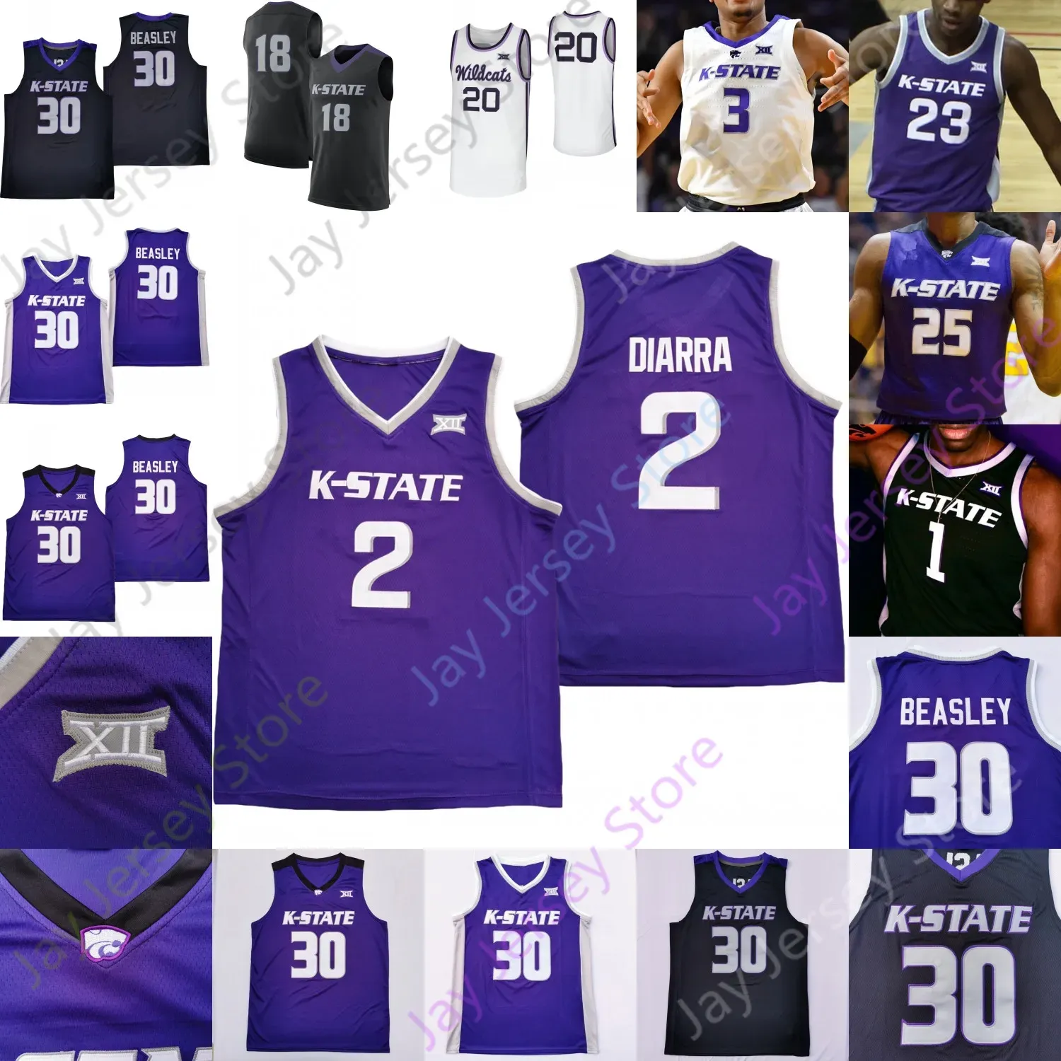 Kansas State Wildcats Basketball Jersey NCAA College Xavier Sneed Makol Mawien Stockard III Duan Gordon Murphy Richmond Blackman Kasubke L