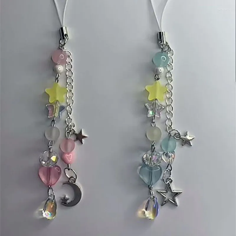 Porte-clés étoile lune téléphone breloque accessoire perles breloques bijoux mignons