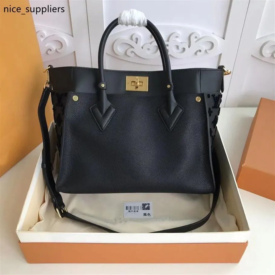 M53826 Sul mio laterale Tote Bag Elegante borsa a tracolla in pelle Calf NAPA NAPPA SOFTY PELLA PERCHI