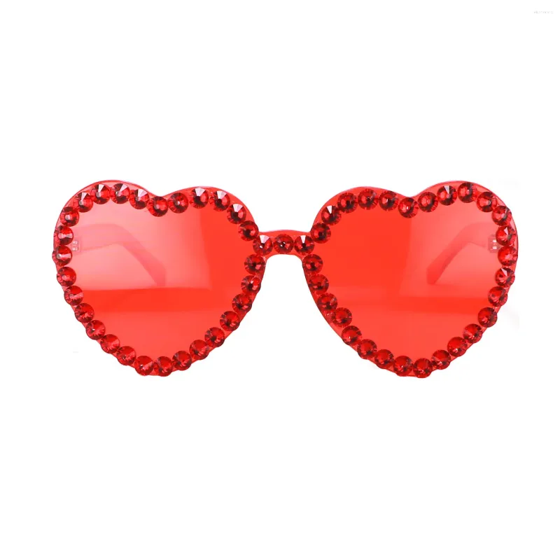 Lunettes de soleil femmes en forme de coeur mignon Bachelorette fête à la mode strass cristal lunettes