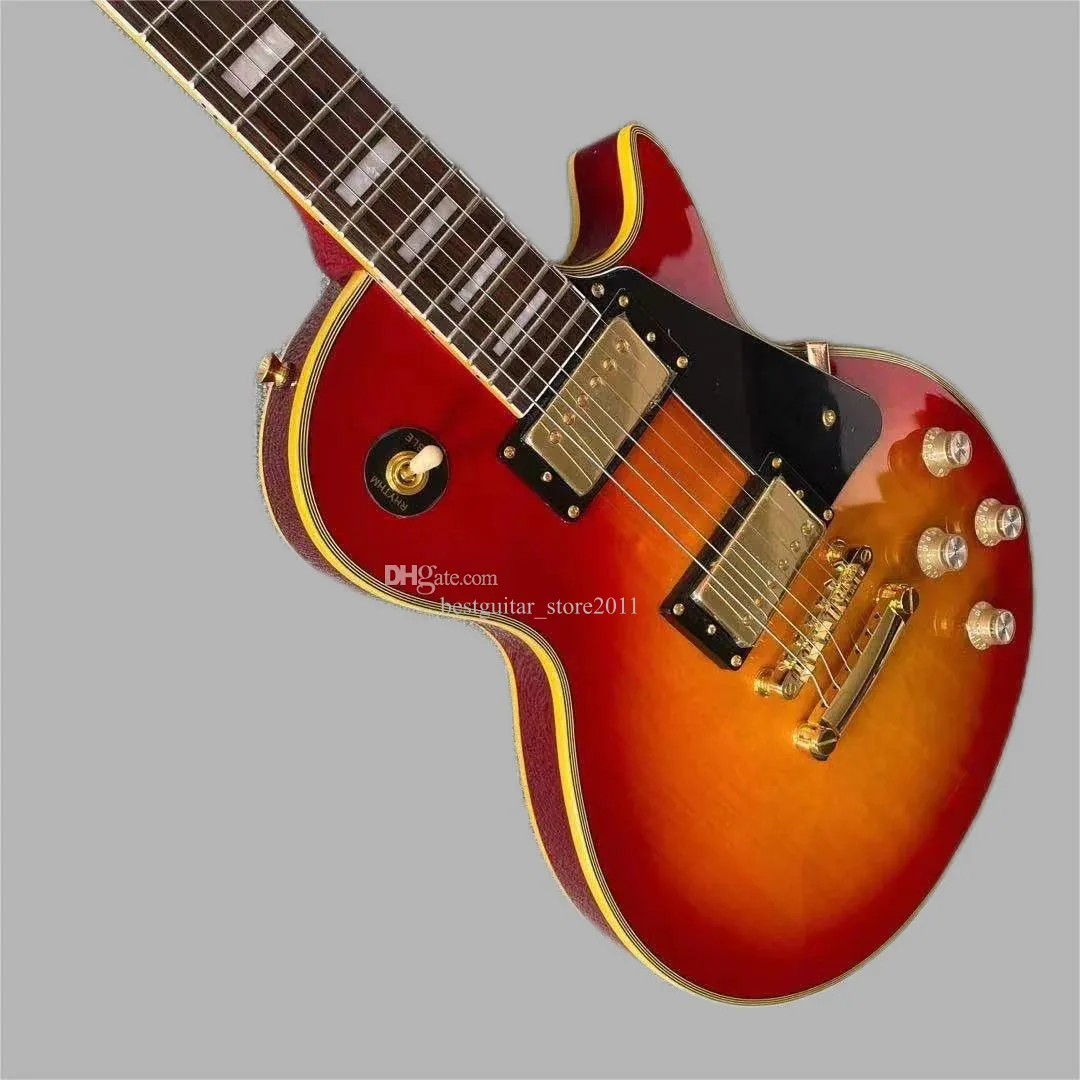 Vender!Guitarra elétrica personalizada padrão, cor de explosão com hardware cromado, braço pau rosa 258