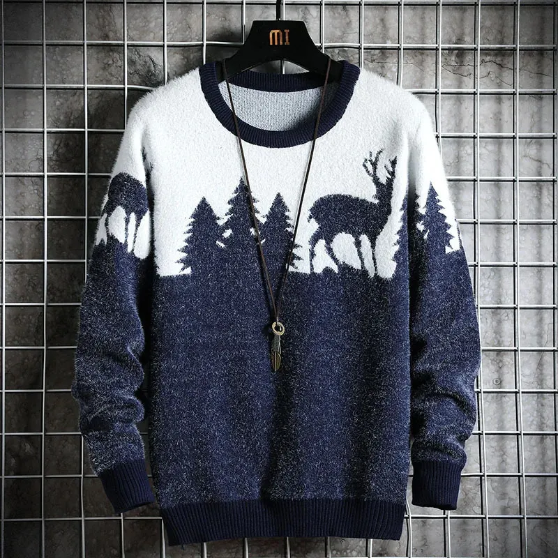 Men's Sweaters Autumn Winter Christmas Sweater Men Pullovers Deer Print Knitted Sweaters Unisex Man Woman Funny Christmas Sweater 231130