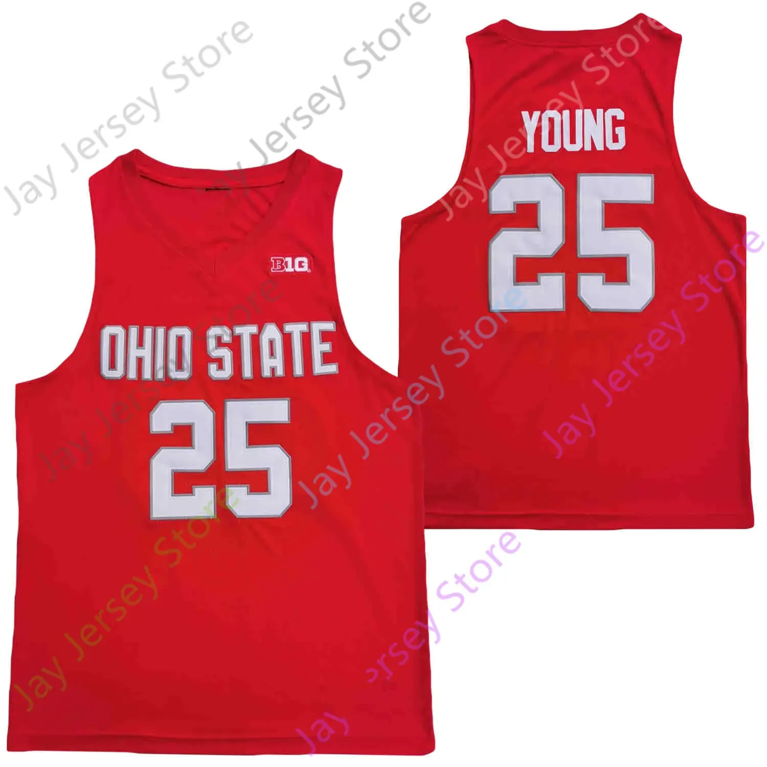 2020 NOWOŚĆ NCAA OHIO State Buckeyes Jerseys 25 Kyle Young College Basketball koszulka Red Grey Size Młodzieżowe haft dla dorosłych